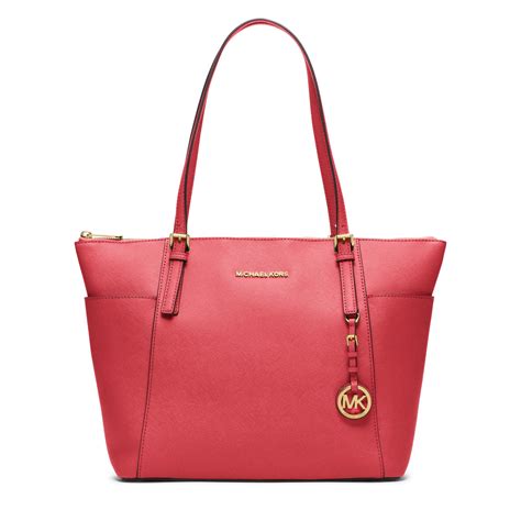 michael kors jet set logo large travel tote|Michael Kors saffiano leather tote.